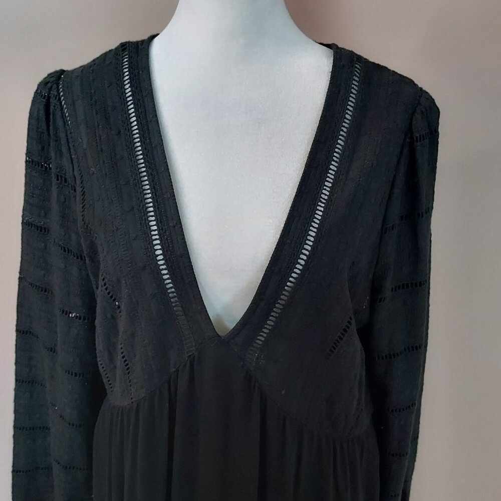 Boden Woven Mix Midi Black Jersey Dress Size 12 - Picture 7 of 12